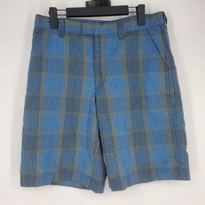 Patagonia Organic Cotton Plaid Shorts Mens Size 31, Blue/Green
